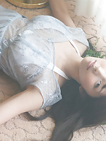 Neo Asian babe in see through dress is like goddess from ocean